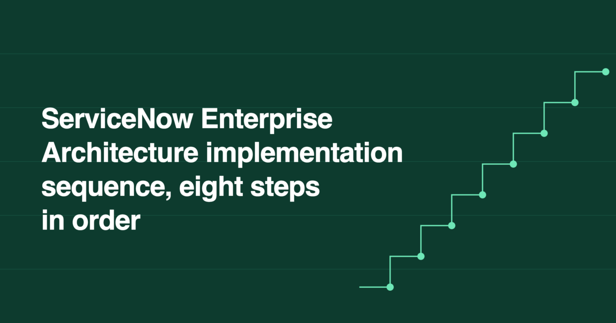 ServiceNow Enterprise Architecture implementation sequence, eight steps in order